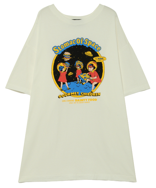 Candy Stripper(キャンディストリッパー)の「STOMAC OF SPACE BIG TEE(Tシャツ/カットソー・レディース・オフホワイト/ブラック/パープル/ミント・2)」の2枚目の写真