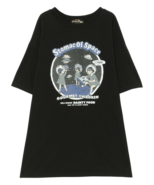 Candy Stripper(キャンディストリッパー)の「STOMAC OF SPACE BIG TEE(Tシャツ/カットソー・レディース・オフホワイト/ブラック/パープル/ミント・2)」の1枚目の写真