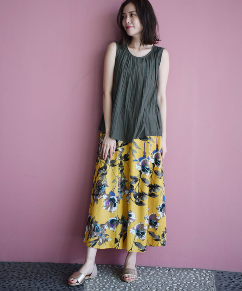 PICCIN(ピッチン)の「プリーツフレアトップス(シャツ/ブラウス・レディース・カーキ/ブルー/グレイッシュベージュ・MEDIUM)」の13枚目の写真