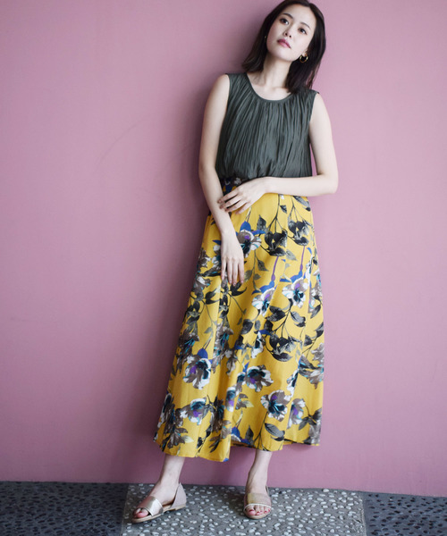 PICCIN(ピッチン)の「プリーツフレアトップス(シャツ/ブラウス・レディース・カーキ/ブルー/グレイッシュベージュ・MEDIUM)」の10枚目の写真