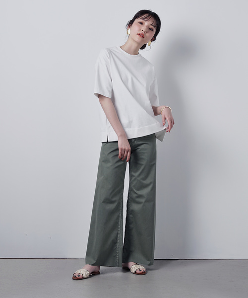 ZOZO（ゾゾ）の「ヘビーウェイトコットンクロップドTシャツ[WOMEN]（Tシャツ/カットソー・レディース・ホワイト×ネイビー/オフホワイト/ブラック/ホワイト×レッド/グレー/ホワイト×ブルー/ベージュ/ピンク・マルチサイズ）」の9枚目の写真