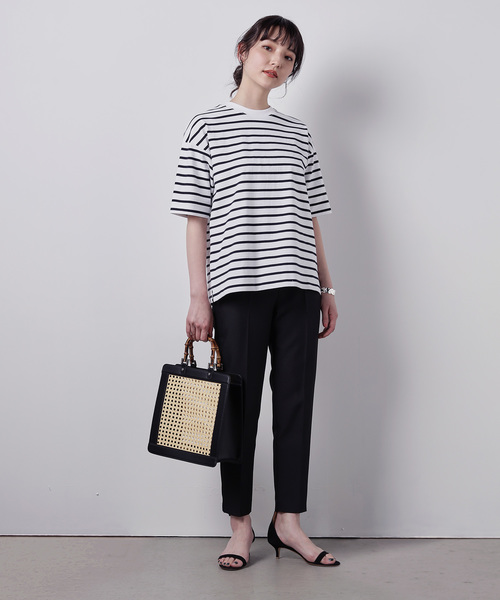 ZOZO（ゾゾ）の「ヘビーウェイトコットンクロップドTシャツ[WOMEN]（Tシャツ/カットソー・レディース・ホワイト×ネイビー/オフホワイト/ブラック/ホワイト×レッド/グレー/ホワイト×ブルー/ベージュ/ピンク・マルチサイズ）」の12枚目の写真