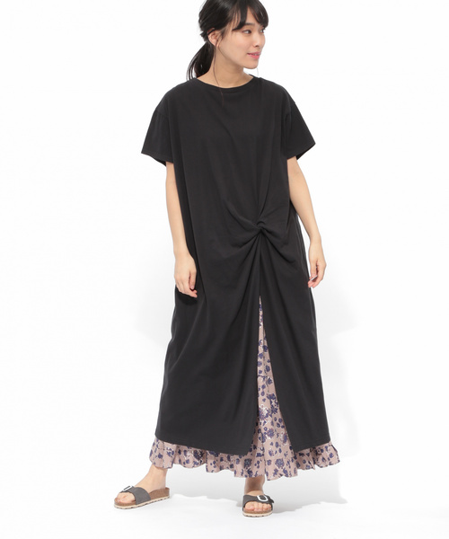 LAKOLE(ラコレ)の「フロントツイストTシャツワンピース / LAKOLE(ワンピース・レディース・ブラック/ピンク/ベージュ・MEDIUM/SMALL)」の15枚目の写真