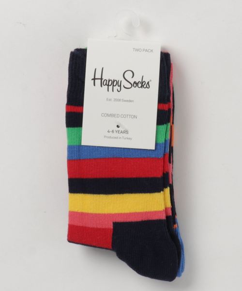 Happy Socks(ハッピーソックス)の「【66】【HAPPY SOCKS】KIDS 2PAC(ソックス/靴下・キッズ・オフホワイト/チャコールグレー/グリーン/サックスブルー/オレンジ/ブラック/ネイビー・MEDIUM/LARGE/X-LARGE/SMALL/X-SMALL)」の4枚目の写真