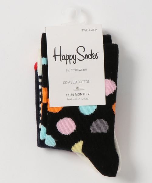Happy Socks(ハッピーソックス)の「【66】【HAPPY SOCKS】KIDS 2PAC(ソックス/靴下・キッズ・オフホワイト/チャコールグレー/グリーン/サックスブルー/オレンジ/ブラック/ネイビー・MEDIUM/LARGE/X-LARGE/SMALL/X-SMALL)」の3枚目の写真