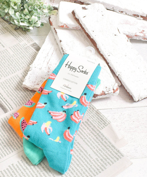 Happy Socks(ハッピーソックス)の「【66】【HAPPY SOCKS】KIDS 2PAC(ソックス/靴下・キッズ・オフホワイト/チャコールグレー/グリーン/サックスブルー/オレンジ/ブラック/ネイビー・MEDIUM/LARGE/X-LARGE/SMALL/X-SMALL)」の7枚目の写真