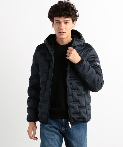 ARMANI EXCHANGE(アルマーニエクスチェンジ)の「【A|Xアルマーニ エクスチェンジ】フーディ ダウンジャケット(ダウンジャケット/コート)」|ネイビー