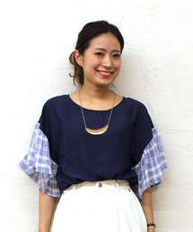 mystic | 袖チェックブラウス(シャツ/ブラウス)