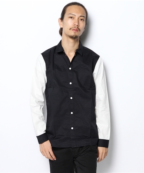 WEGO（ウィゴー）の「WEGO/ラインリブスタジアムシャツ（シャツ/ブラウス・メンズ・ネイビー/ワイン・MEDIUM/LARGE）」の2枚目の写真