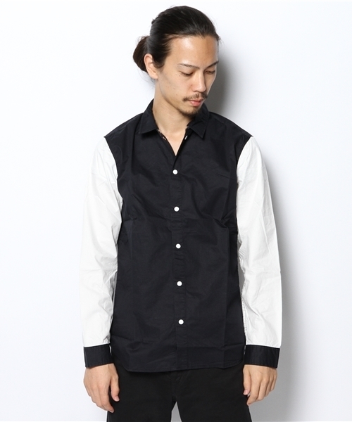 WEGO（ウィゴー）の「WEGO/ラインリブスタジアムシャツ（シャツ/ブラウス・メンズ・ネイビー/ワイン・MEDIUM/LARGE）」の3枚目の写真