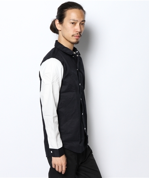 WEGO（ウィゴー）の「WEGO/ラインリブスタジアムシャツ（シャツ/ブラウス・メンズ・ネイビー/ワイン・MEDIUM/LARGE）」の4枚目の写真