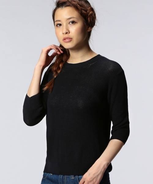 UNITED ARROWS（ユナイテッドアローズ）の「UAB HT-CO アゼ スリット ニット ◆（ニット/セーター・レディース・ブラック/グレー/ロイヤルブルー/ネイビー・フリー）」の3枚目の写真