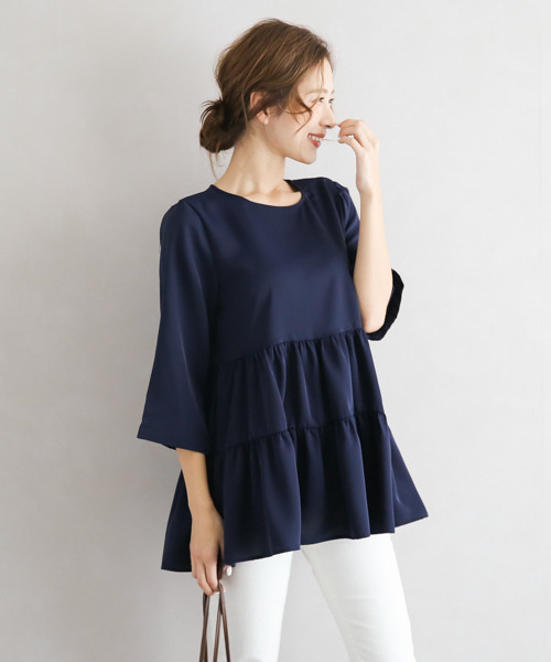 SUGAR BISKET（シュガービスケット）の「ティアードブラウス（シャツ/ブラウス・レディース・ホワイト/ブラック/ベージュ/ネイビー/ミント/スモークピンク・フリー）」の5枚目の写真