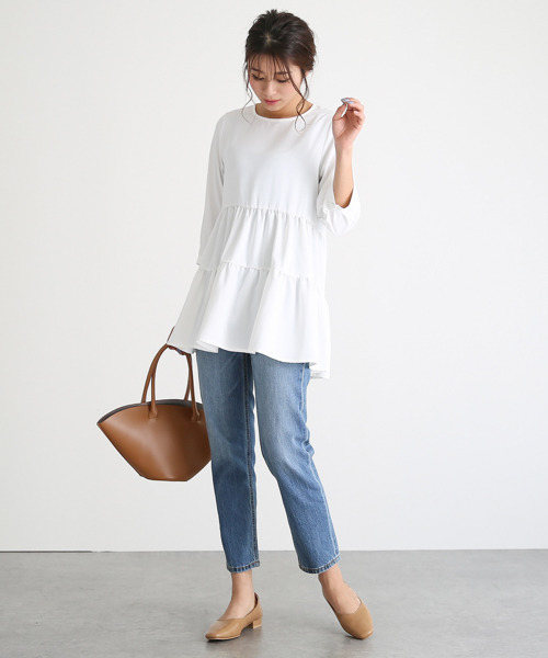 SUGAR BISKET（シュガービスケット）の「ティアードブラウス（シャツ/ブラウス・レディース・ホワイト/ブラック/ベージュ/ネイビー/ミント/スモークピンク・フリー）」の22枚目の写真