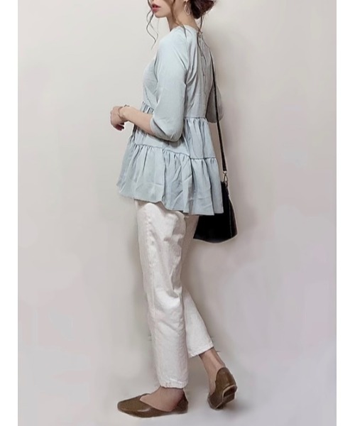 SUGAR BISKET（シュガービスケット）の「ティアードブラウス（シャツ/ブラウス・レディース・ホワイト/ブラック/ベージュ/ネイビー/ミント/スモークピンク・フリー）」の11枚目の写真