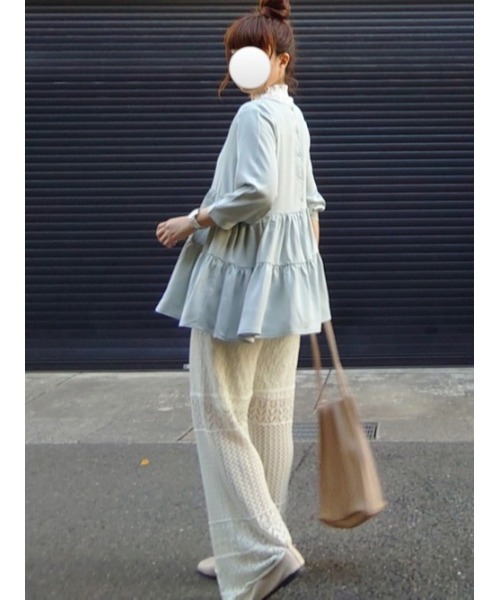 SUGAR BISKET（シュガービスケット）の「ティアードブラウス（シャツ/ブラウス・レディース・ホワイト/ブラック/ベージュ/ネイビー/ミント/スモークピンク・フリー）」の14枚目の写真