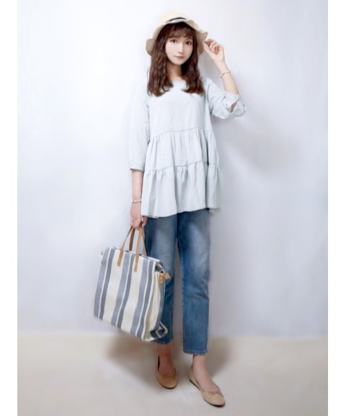 SUGAR BISKET（シュガービスケット）の「ティアードブラウス（シャツ/ブラウス・レディース・ホワイト/ブラック/ベージュ/ネイビー/ミント/スモークピンク・フリー）」の13枚目の写真