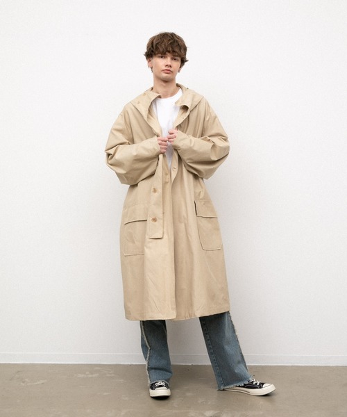 YARD PLUS（ヤードプリュス）の「YARD PLUS 　オーバーフードコート（モッズコート・メンズ・ブラック/ベージュ・FREE）」の16枚目の写真