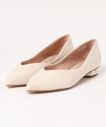 Vカットローヒールパンプス