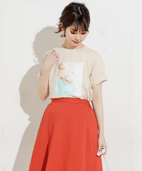 natural couture（ナチュラルクチュール）の「アソート女の子カラーフォトT（Tシャツ/カットソー・レディース・グレー/オフホワイト/ブルー/ライトベージュ・FREE）」の20枚目の写真