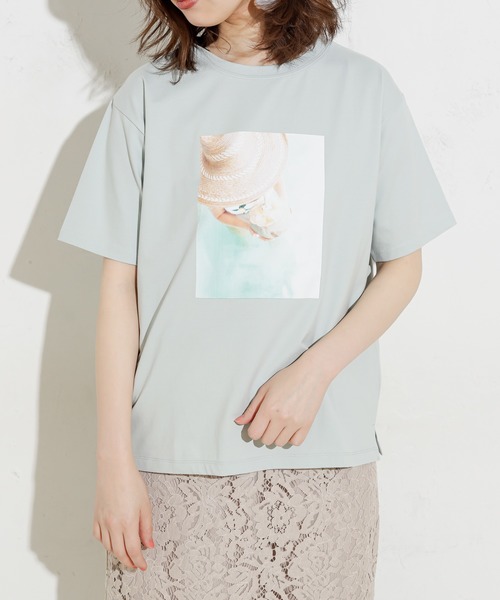 natural couture（ナチュラルクチュール）の「アソート女の子カラーフォトT（Tシャツ/カットソー・レディース・グレー/オフホワイト/ブルー/ライトベージュ・FREE）」の18枚目の写真