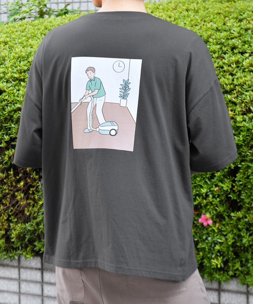 PairPair(ペアペア)の「カップル掃除プリントT(ユニセックス)(Tシャツ/カットソー・レディース・ライトブルー/オフホワイト/ホワイト/サックスブルー/スミクロ/チャコールグレー・FREE)」の5枚目の写真