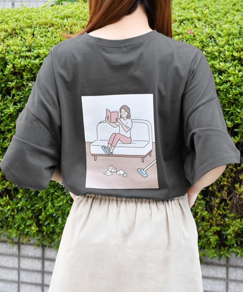 PairPair(ペアペア)の「カップル掃除プリントT(ユニセックス)(Tシャツ/カットソー・レディース・ライトブルー/オフホワイト/ホワイト/サックスブルー/スミクロ/チャコールグレー・FREE)」の15枚目の写真