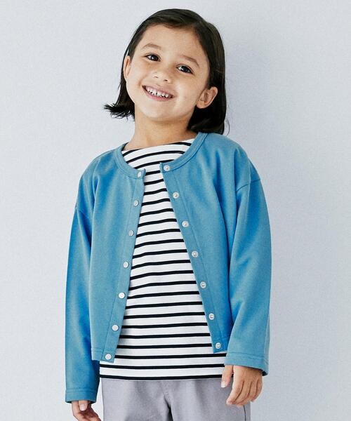 green label relaxing(グリーンレーベルリラクシング)の「〔WEB限定〕ミニ裏毛 スウェット カーディガン(カーディガン/ボレロ・キッズ・ナチュラル/ブラック/コバルトブルー/ライトブルー/ベージュ・145/155/135/105/125/115)」の15枚目の写真