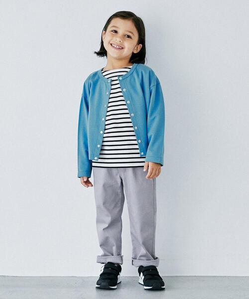 green label relaxing(グリーンレーベルリラクシング)の「〔WEB限定〕ミニ裏毛 スウェット カーディガン(カーディガン/ボレロ・キッズ・ナチュラル/ブラック/コバルトブルー/ライトブルー/ベージュ・145/155/135/105/125/115)」の19枚目の写真
