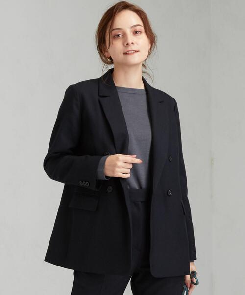 green label relaxing(グリーンレーベルリラクシング)の「◆FM オックス ダブルブレスト ジャケット(テーラードジャケット・レディース・ネイビー/モカ/ダークグリーン・38/40/36/34)」の7枚目の写真