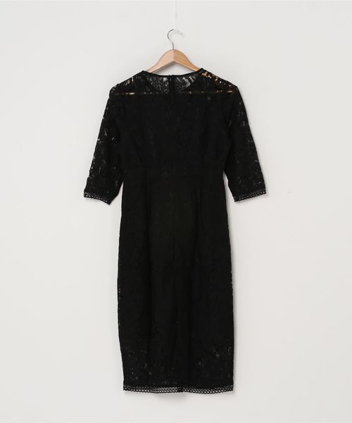 Lace Ladies(レースレディース)の「レースデザイン七分袖ワンピースドレス(ドレス・レディース・グリーン/ブラック/ワインレッド/ネイビー・L/M/S/XL)」の5枚目の写真