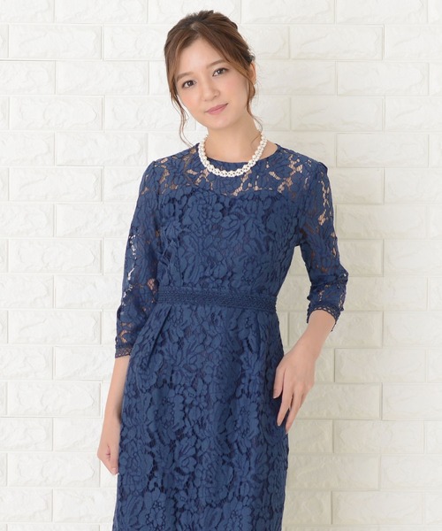 Lace Ladies(レースレディース)の「レースデザイン七分袖ワンピースドレス(ドレス・レディース・グリーン/ブラック/ワインレッド/ネイビー・L/M/S/XL)」の6枚目の写真