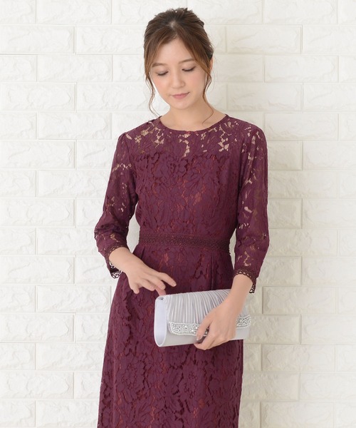 Lace Ladies(レースレディース)の「レースデザイン七分袖ワンピースドレス(ドレス・レディース・グリーン/ブラック/ワインレッド/ネイビー・L/M/S/XL)」の13枚目の写真