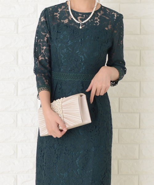 Lace Ladies(レースレディース)の「レースデザイン七分袖ワンピースドレス(ドレス・レディース・グリーン/ブラック/ワインレッド/ネイビー・L/M/S/XL)」の15枚目の写真
