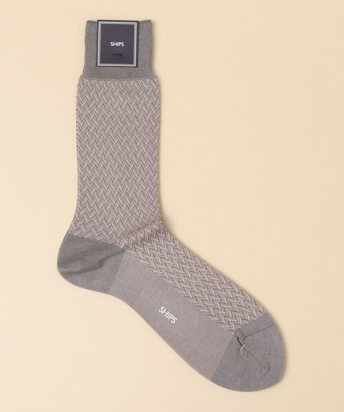 SHIPS（シップス）の「SHIPS:  へリンボーン コットン ドレス ソックス（ソックス/靴下・メンズ・ブラック/ネイビー/カーキ/ダークブルー/マルチ/グレー系その他・ONE SIZE）」の2枚目の写真