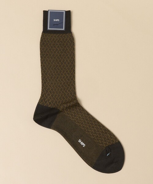 SHIPS（シップス）の「SHIPS:  へリンボーン コットン ドレス ソックス（ソックス/靴下・メンズ・ブラック/ネイビー/カーキ/ダークブルー/マルチ/グレー系その他・ONE SIZE）」の3枚目の写真