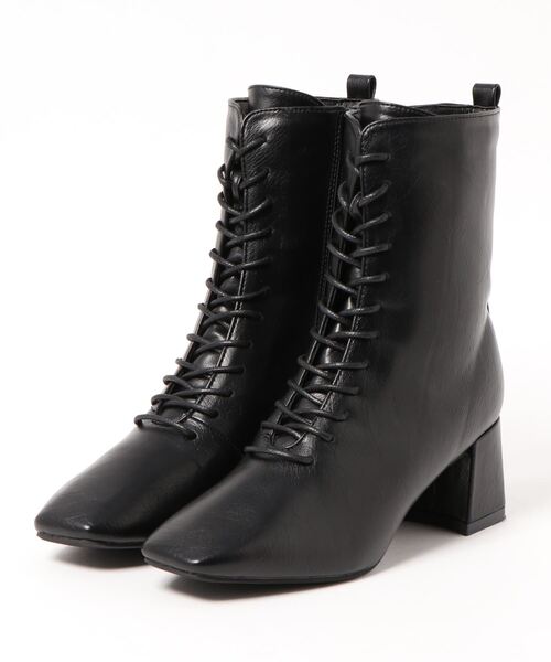 natural couture（ナチュラルクチュール）の「レディレースアップブーツ（その他シューズ・レディース・ブラック/ベージュ・MEDIUM/LARGE）」の2枚目の写真