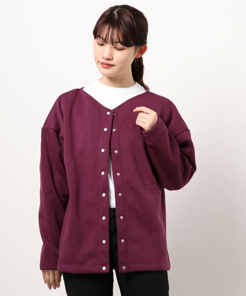 fort point（フォーポイント）の「【C-FORT POINT】裏フリース２ＷＡＹカーディガン　前後２WAY仕様（カーディガン/ボレロ・レディース・ブラウン系その他/ワイン・MEDIUM/LARGE）」の2枚目の写真