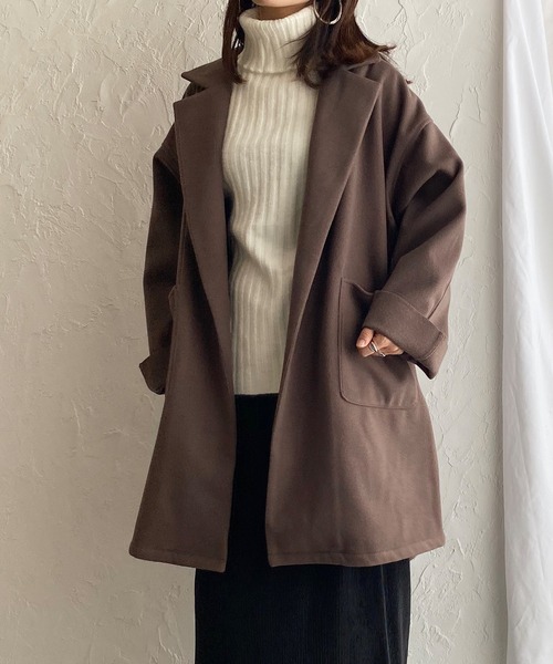 新品本物 ウールライク オーバーサイズ チュニック チェスターコート ミドル丈 アウター Yangxlab Com