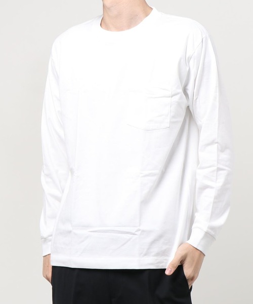 HANES(ヘインズ)の「【Hanes/ヘインズ】 BEEFY LONG SLEEVE ポケットTシャツ 1P クルーネック Tシャツ(Tシャツ/カットソー・メンズ・ホワイト/ブラック/グレー/ネイビー・L/M/XL)」の11枚目の写真