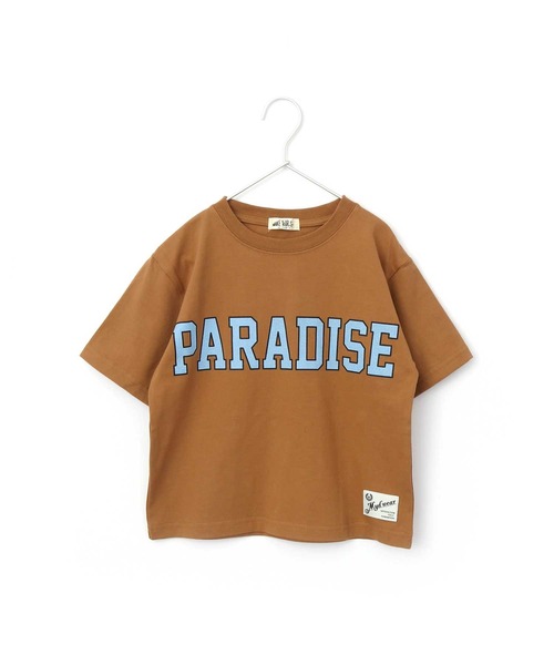 MAKE YOUR DAY（メイクユアデイ）の「PARADISE Tシャツ■80～140cm（Tシャツ/カットソー・キッズ・チャコールグレー/ベージュ/ブラウン・90/100/110/120/80/130/140）」の3枚目の写真