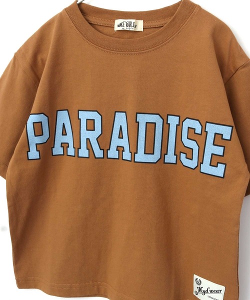 MAKE YOUR DAY（メイクユアデイ）の「PARADISE Tシャツ■80～140cm（Tシャツ/カットソー・キッズ・チャコールグレー/ベージュ/ブラウン・90/100/110/120/80/130/140）」の7枚目の写真