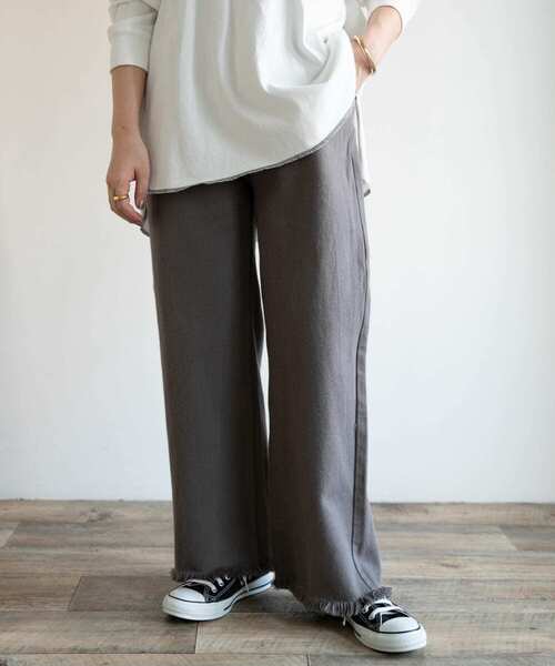 ITEMS URBANRESEARCH（アイテムズ アーバンリサーチ）の「ルーズカツラギフリンジパンツ（その他パンツ・レディース・チャコールグレー/ベージュ/オフホワイト・FREE）」の8枚目の写真