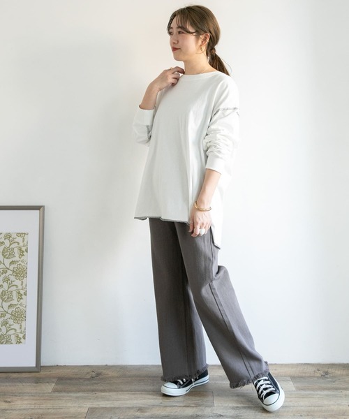 ITEMS URBANRESEARCH（アイテムズ アーバンリサーチ）の「ルーズカツラギフリンジパンツ（その他パンツ・レディース・チャコールグレー/ベージュ/オフホワイト・FREE）」の13枚目の写真