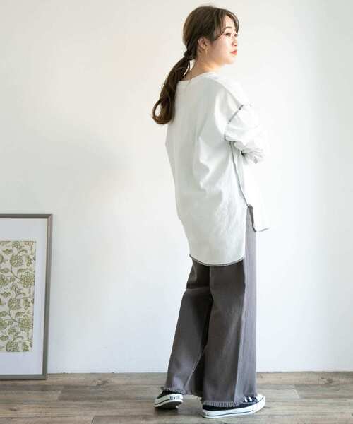 ITEMS URBANRESEARCH（アイテムズ アーバンリサーチ）の「ルーズカツラギフリンジパンツ（その他パンツ・レディース・チャコールグレー/ベージュ/オフホワイト・FREE）」の15枚目の写真