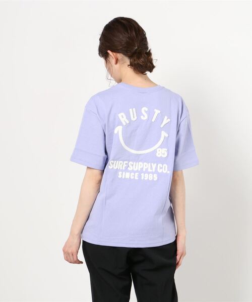 RUSTY(ラスティ)の「RUSTY/ラスティ― スマイリーバックプリントTシャツ 921504(Tシャツ/カットソー・レディース・ホワイト/ブラック/ベージュ/パープル・M/L)」の5枚目の写真