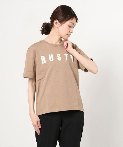 RUSTY(ラスティ)の「RUSTY/ラスティ― スマイリーバックプリントTシャツ 921504(Tシャツ/カットソー・レディース・ホワイト/ブラック/ベージュ/パープル・M/L)」の22枚目の写真
