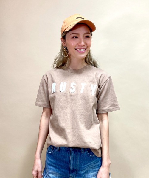 RUSTY(ラスティ)の「RUSTY/ラスティ― スマイリーバックプリントTシャツ 921504(Tシャツ/カットソー・レディース・ホワイト/ブラック/ベージュ/パープル・M/L)」の15枚目の写真