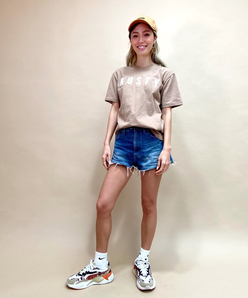 RUSTY(ラスティ)の「RUSTY/ラスティ― スマイリーバックプリントTシャツ 921504(Tシャツ/カットソー・レディース・ホワイト/ブラック/ベージュ/パープル・M/L)」の18枚目の写真
