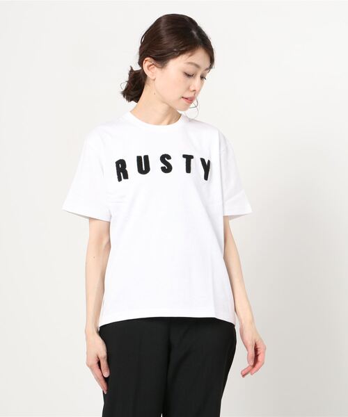 RUSTY(ラスティ)の「RUSTY/ラスティ― スマイリーバックプリントTシャツ 921504(Tシャツ/カットソー・レディース・ホワイト/ブラック/ベージュ/パープル・M/L)」の21枚目の写真